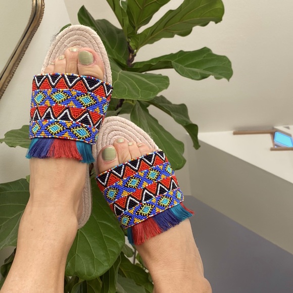 Free People BNWT laidback London embellished tribal Coachella sandal 🌈 Love❤️‼️ - Picture 1 of 10
